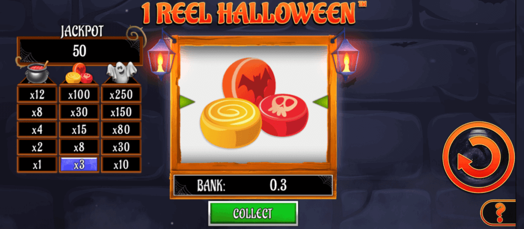 Discover the simplicity of 1 Reel Halloween, featuring five symbols and a single payline, with progressive payouts based on collected symbols.
