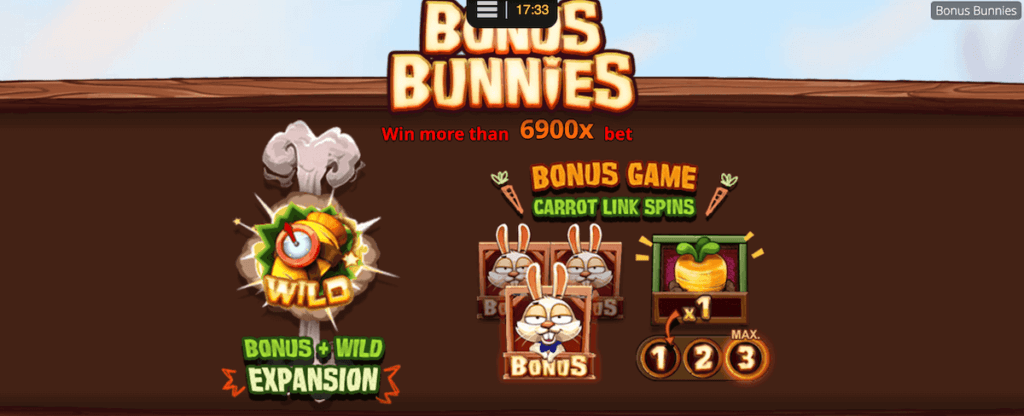 Welcome Spring or the Easter holiday with Bonus Bunnies as your gaming partner. Its familiar farmer's market aesthetics add charm, while the Carrot Link Spins bonus game feature captures the fervor. With an astounding 6950x payout, these bunnies promise wins multiplying at an exciting rate!