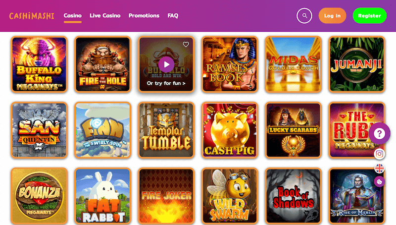 With appealing welcome packages, a wide selection of exhilarating games, and consistent weekly cashback deals, CashiMashi is a casino experience you'll enjoy time and again.
