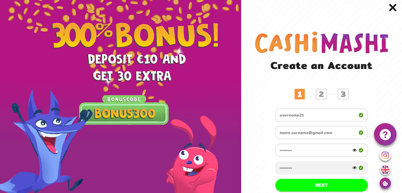 <strong>Set up your CashiMashi account in a brisk 3 minutes</strong>