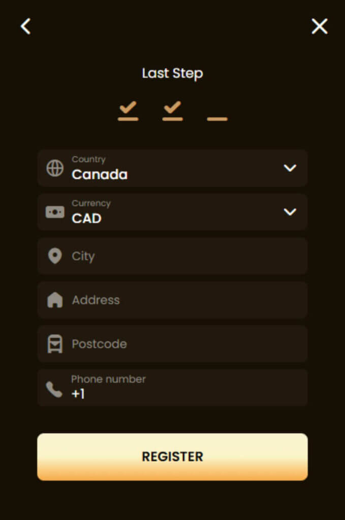 GoldSpin - Register New Player