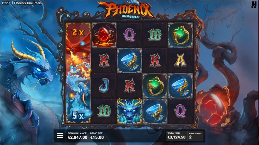 Launching bonus rounds allows players to gamble for extra spins or an upgraded Phoenix reward. A risky choice, since an empty pick can forfeit spins, but successful attempts open two further gambles.