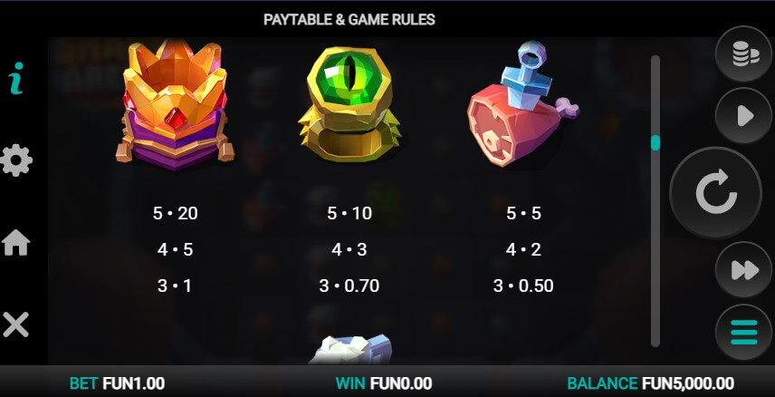 High-caliber symbols in the Canadian Snake Arena Dream Drop Slot