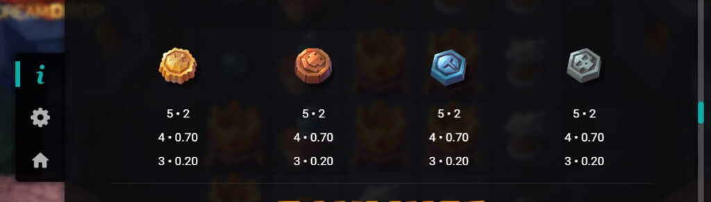 Low-value symbols in the Canadian Snake Arena Dream Drop Slot