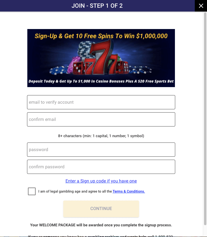 VIPCasino sign up