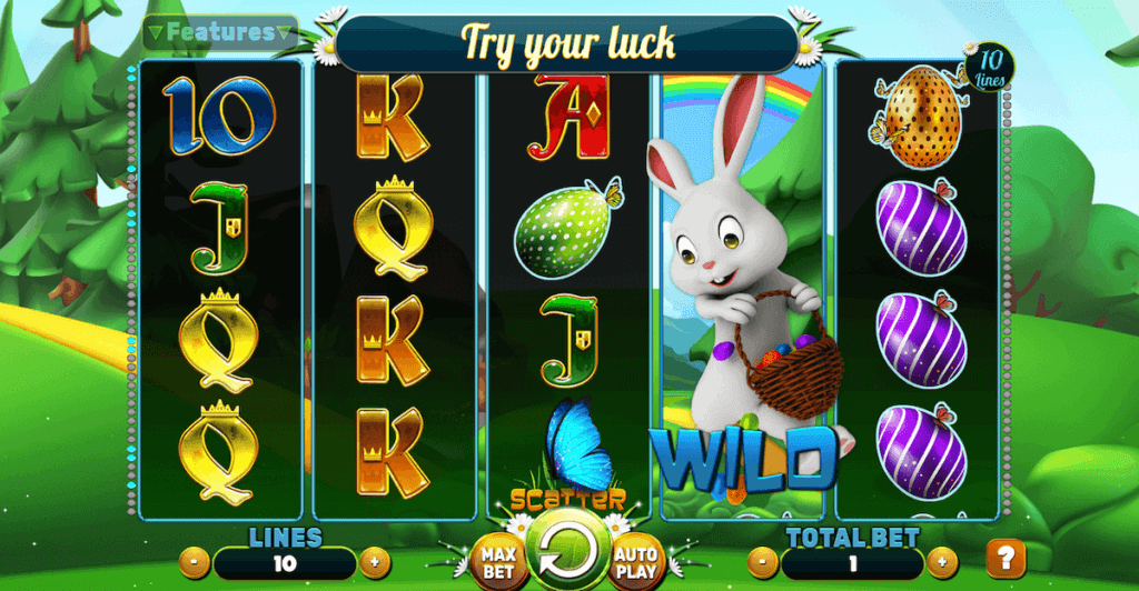 Lucky Easter delivers a 5x3 reel layout with medium to high volatility and 20 paylines ready to unlock great features.