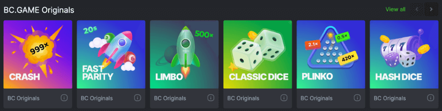 bc.game casino exclusive games in Canada.
