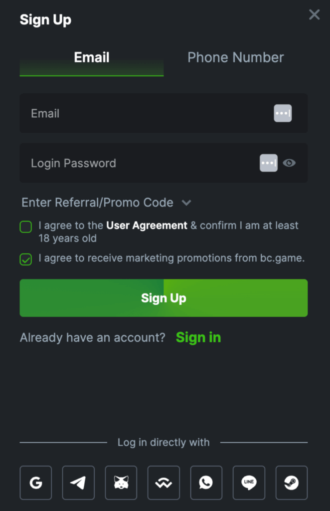 bc.game casino sign-up register Canada.