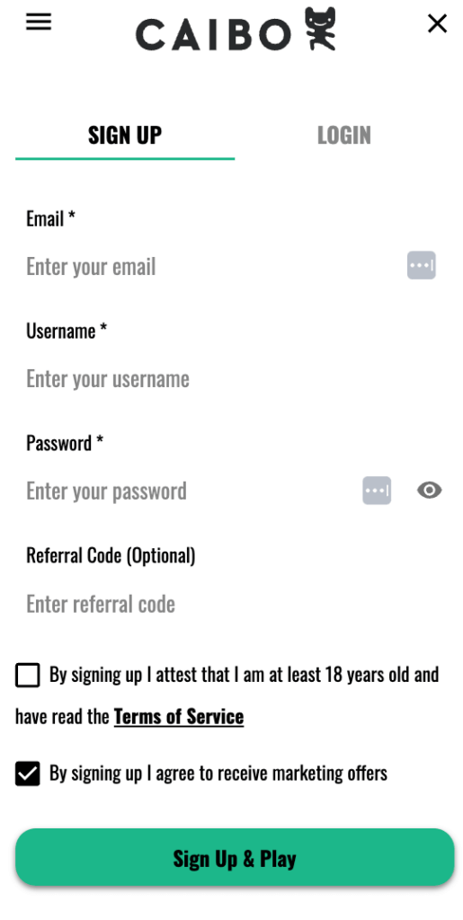Simply input your email, choose a password and username, and then click ‘Sign Up and Play.’ Verification occurs within moments.