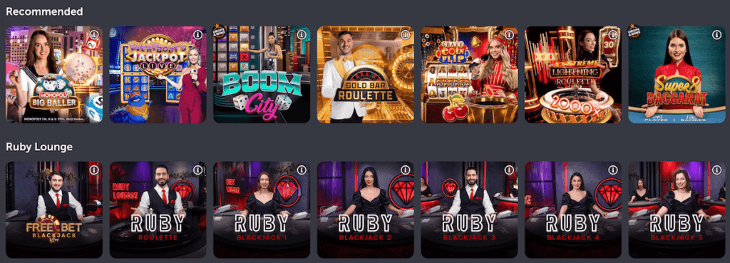 Live dealer experiences at ComeOn Casino