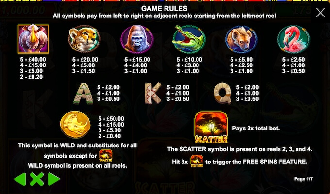 Great Rhino Deluxe Pragmatic Play Great Rhino Deluxe paytable