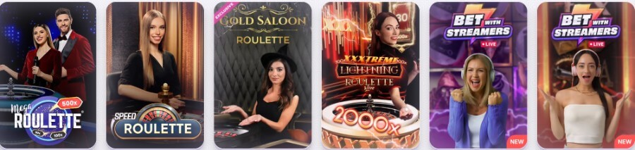 Roulette, Blackjack, Baccarat, Poker: dive into a world of live action with well-curated game sections!
