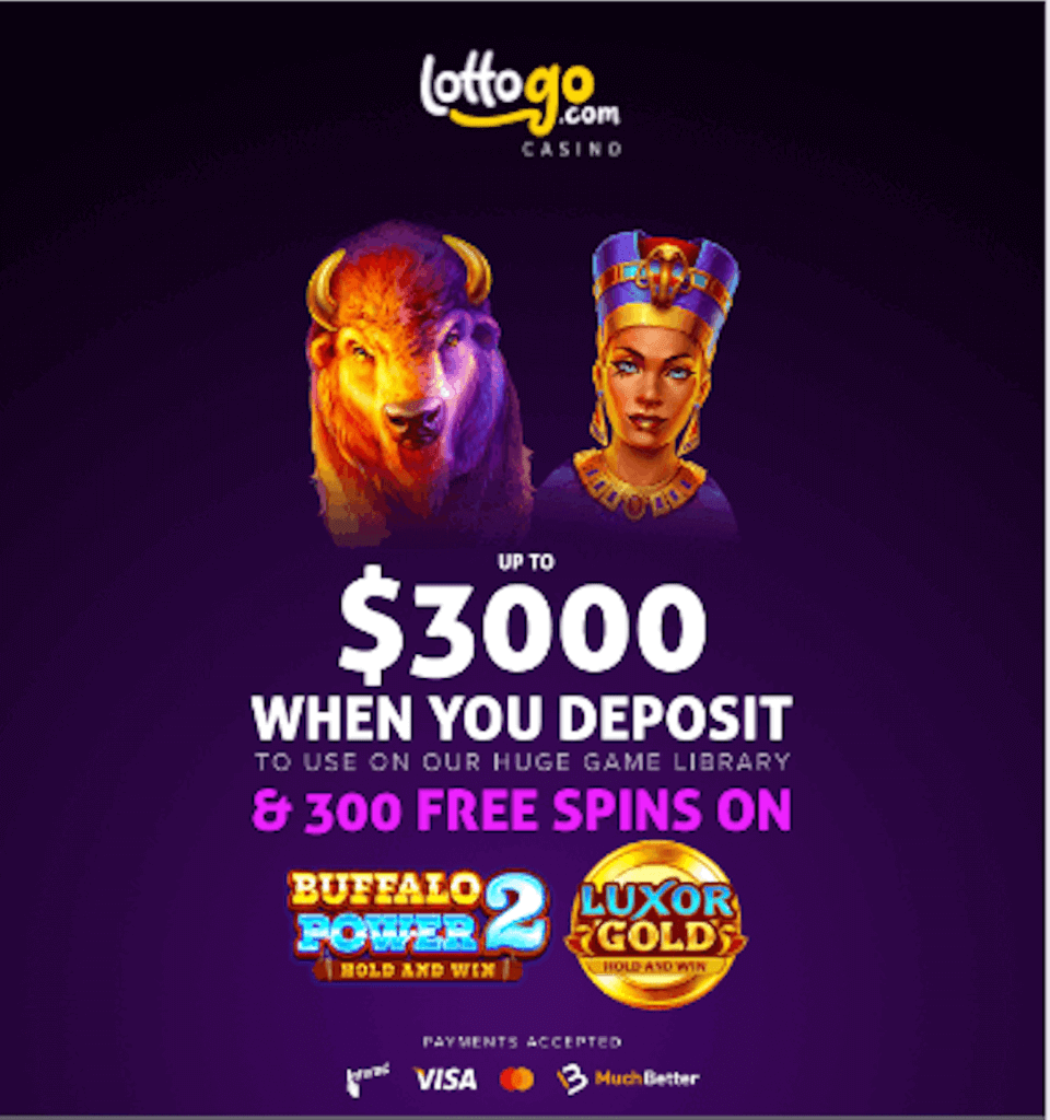 For first-time Canadian sign-ups at LottoGo, expect a 100% bonus reaching $3,000 + 300 free spins, spread over three initial deposits: