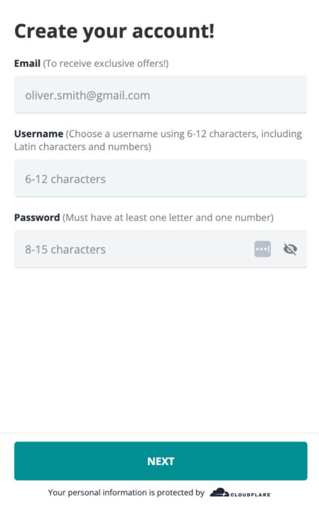 Just hit the 'Create an Account' prompt.