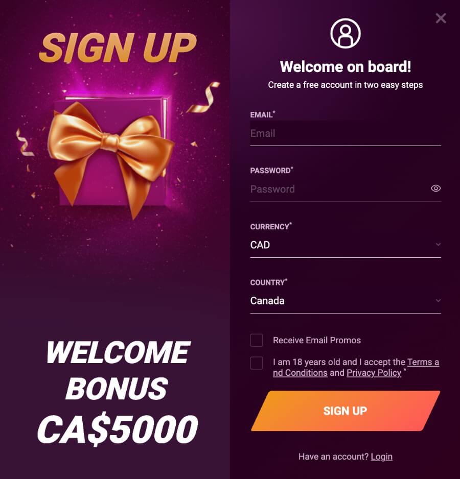 Sign Up and Registration Process for Canadian Players at CasinoNic