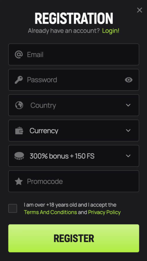Remember to choose your welcome bonus option!