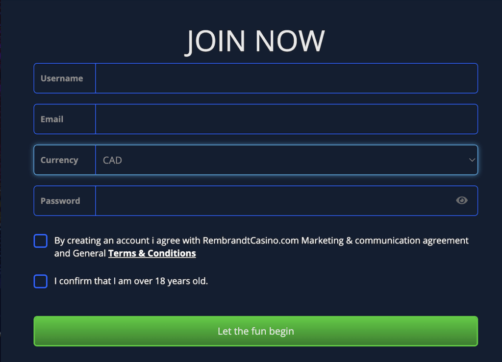rembrandt casino sign up