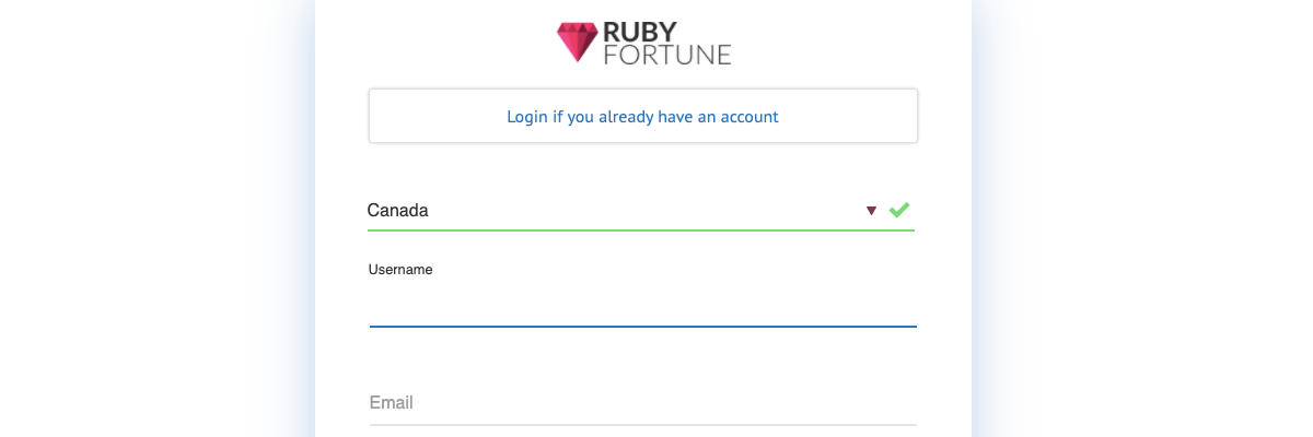 Register with Ruby Fortune! Ruby Fortune registration