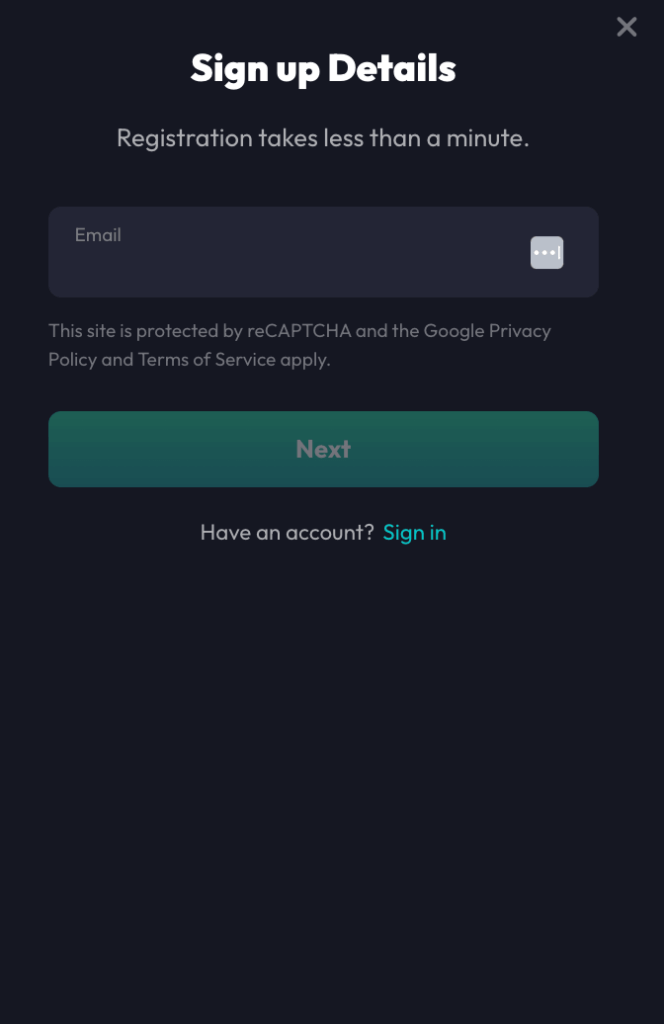 Begin by entering your email and clicking 'Next'; you'll soon receive a verification email from Spins Fever. Once you authenticate via the link, you'll be prompted to provide personal info, like your full name and birthdate.
