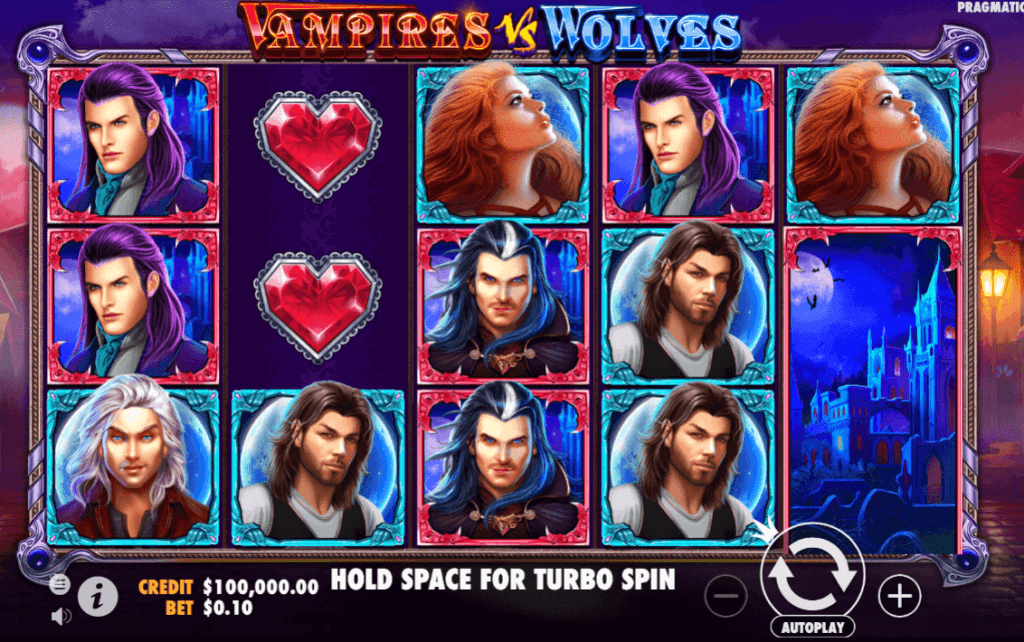 Feel the suspense as you engage with Vampire vs Wolves, accompanied by a captivating score tailored to enhance the spinning excitement.