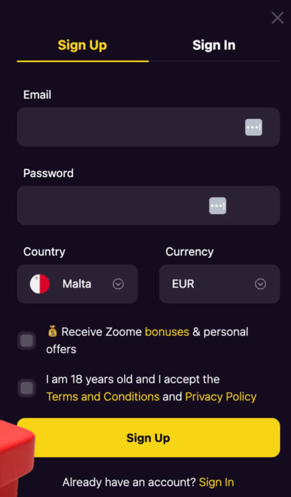 zoome canada casino sign-up register